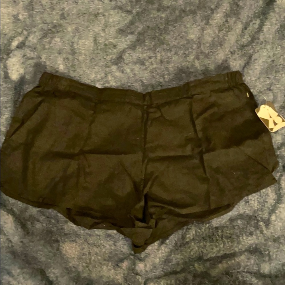 Black linen shorts